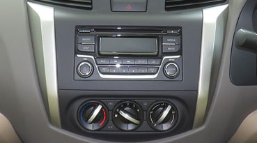 Nissan Navara detail shot of the steering wheel control buttons