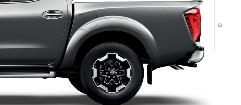 Nissan Navara profile detail shot of the rear wheel 