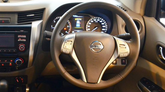 Nissan Navara detail shot of the steering wheel