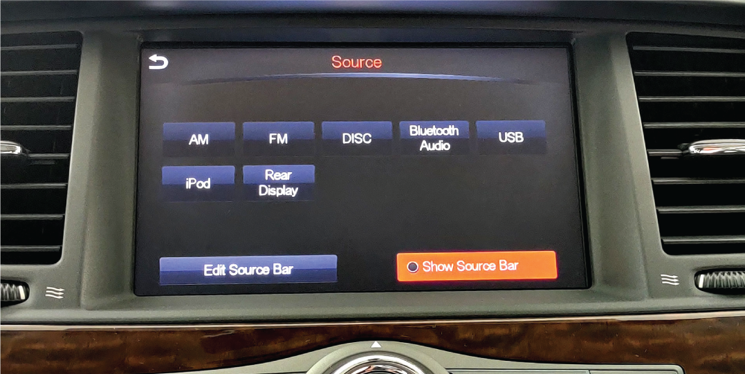 Nissan Patrol centre console with touch screen