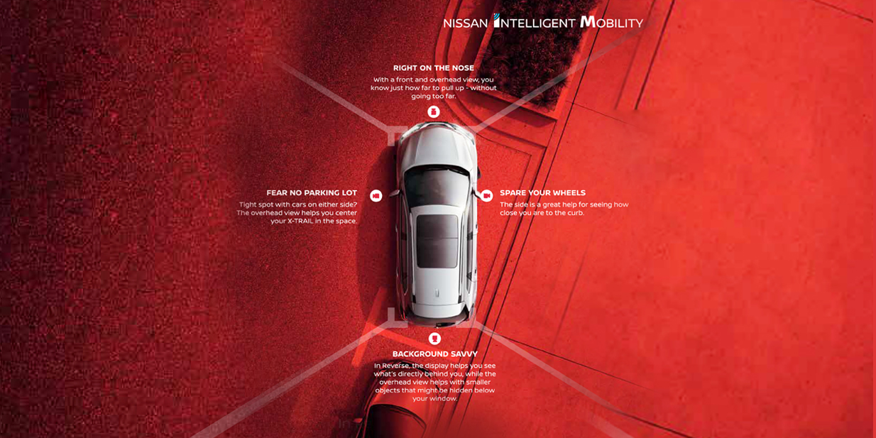 X-Trail profile driving shot with Intelligent Mobility shapes